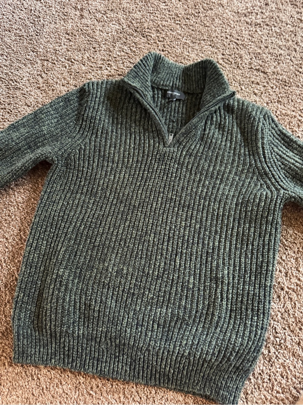 Banana Republic Olive Green Half-Zip Ribbed Sweater